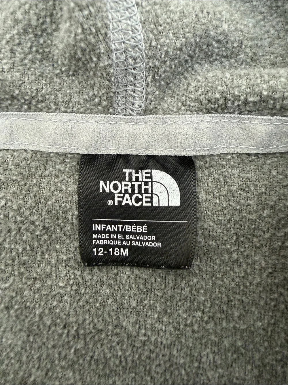 The North Face Baby Glacier Full-Zip Hoodie – Gray | 12–18 Months